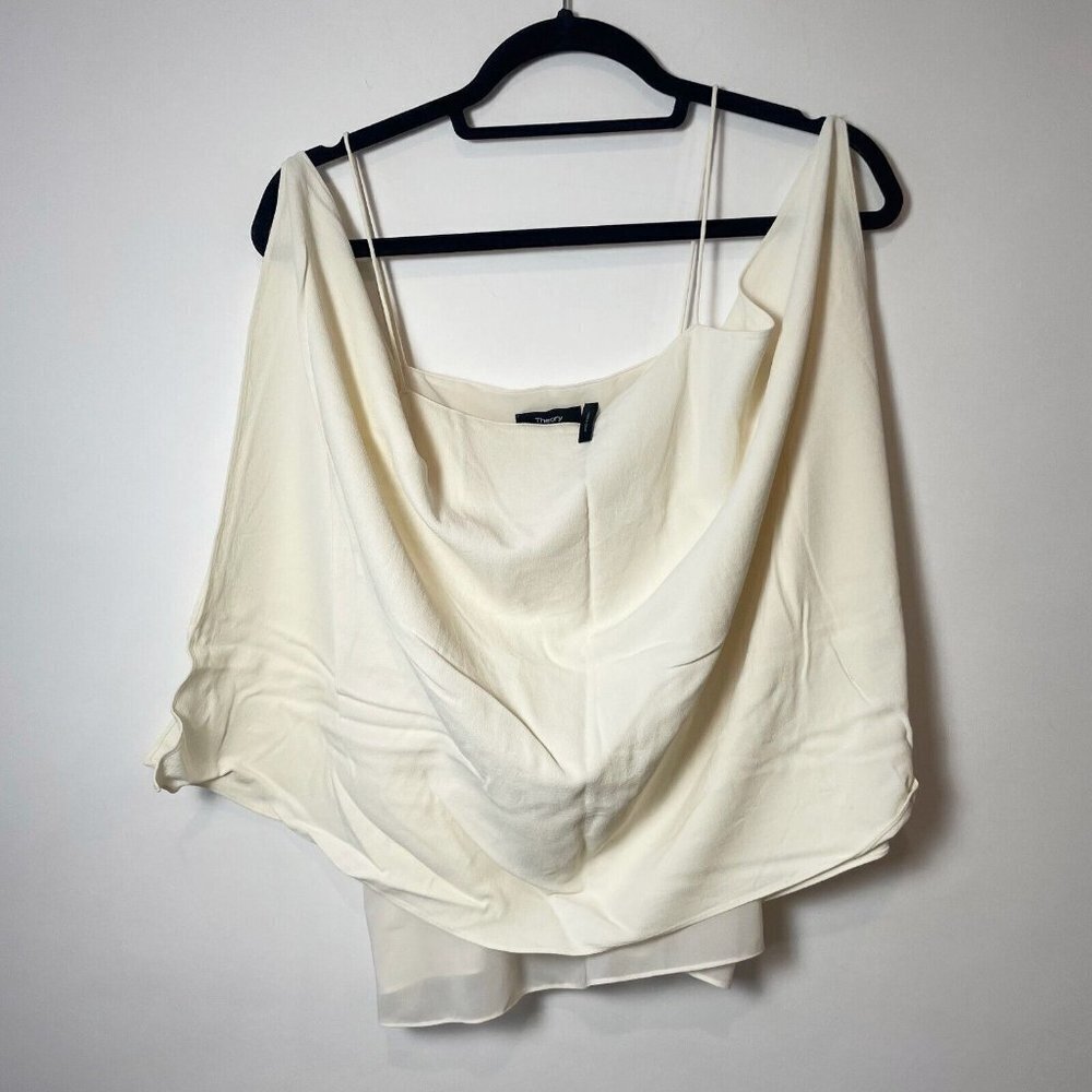 Theory Womens Petteri Rosina Crepe Off Shoulder Cami Tank Top Ivory M Sleeveless